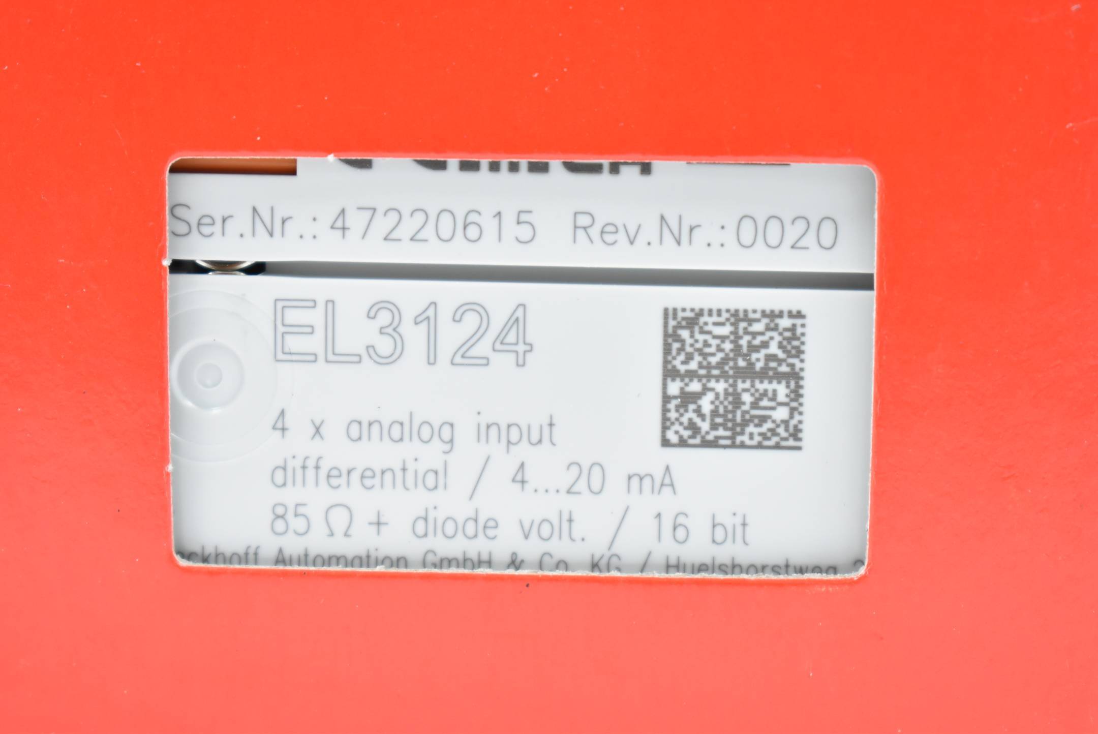 Beckhoff EL3124, EtherCAT-Klemme, 4-Kanal-Analog-Eingang, Strom, 4…20 mA, 16 Bit, differentiell-1