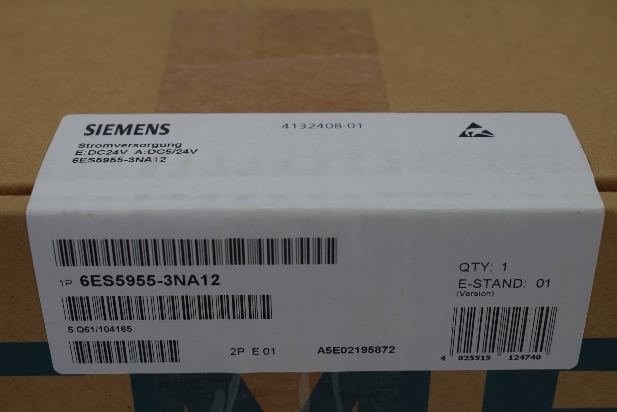 Siemens simatic S5 955 Power Supply 6ES5955-3NA12 ( 6ES5 955-3NA12 ) E. 01-1