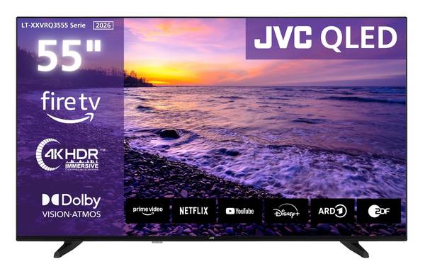 JVC LT-55VRQ3555 QLED Fernseher 55 Zoll Fire TV 4K UHD Smart TV HDR Dolby Vision Atmos, Alexa (2026)