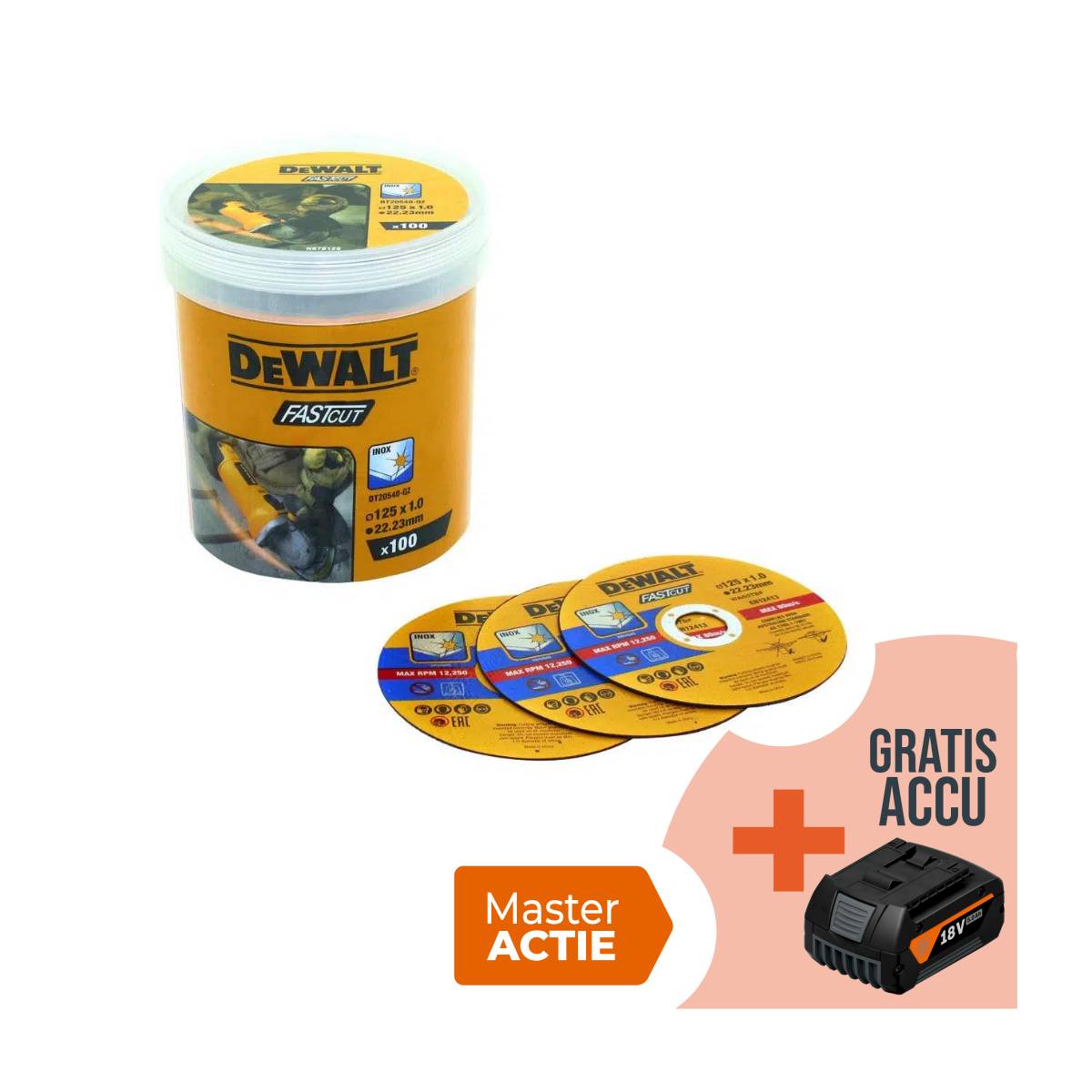 DEWALT DT20540-QZ, Schleifscheibe, Flache Mitte, Eisen, Metall, Edelstahl, DeWALT, 2,22 cm, 12,5 cm-0