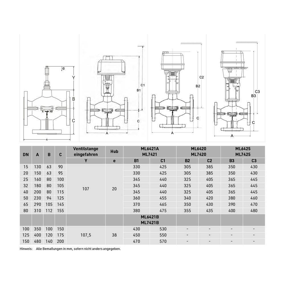 Resideo 3-Wege-Ventil XF-A Grauguss, PN 6, Flansch DN 65, Kvs 63-1