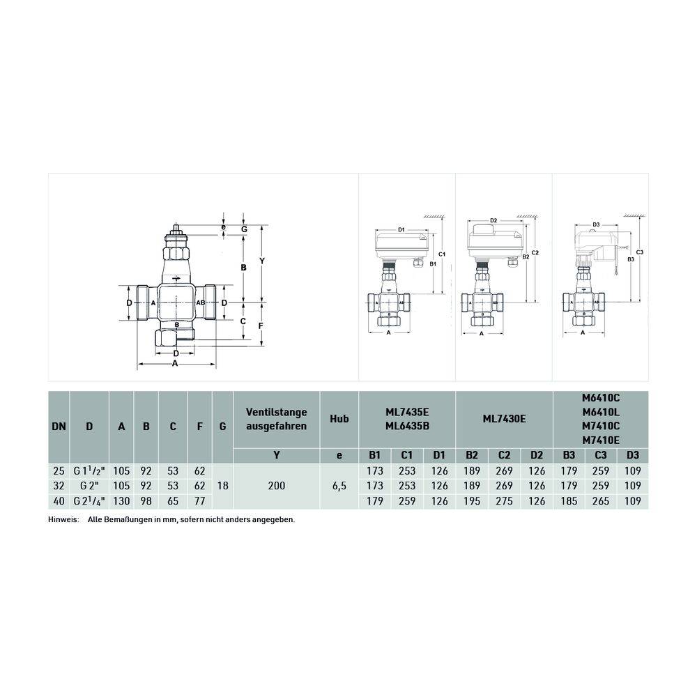 Resideo 3-Wege-Ventil VXE-M, PN 16 DN 25, Kvs 10, flach dichtend, stetig-1