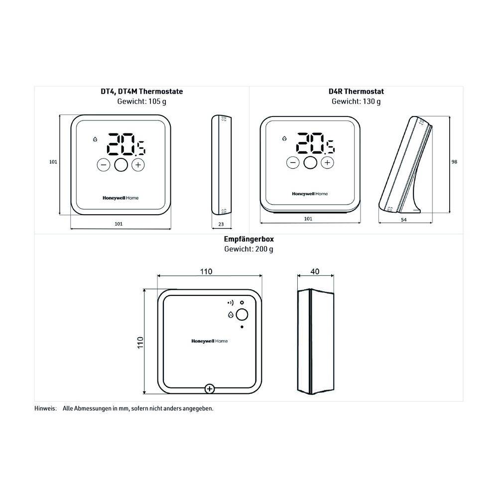 Resideo Temperaturwähler mit Fühler DT4M verdrahtet, OpenTherm, Weiß-1