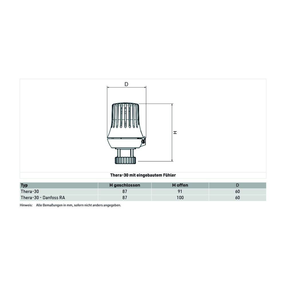Resideo Thermostatregler Thera-30, 1-28 Grad C, Radiatorenanschluss, ohne Kappe, Weiß-1