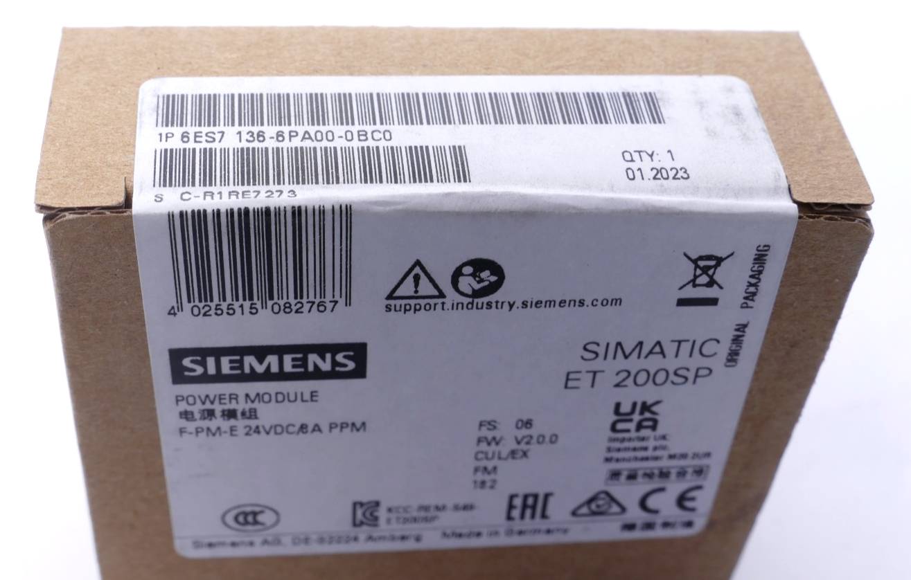 SIEMENS 6ES7136-6PA00-0BC0 Power Module 6ES7 136-6PA00-0BC0 E: 06 V2.0.0-1