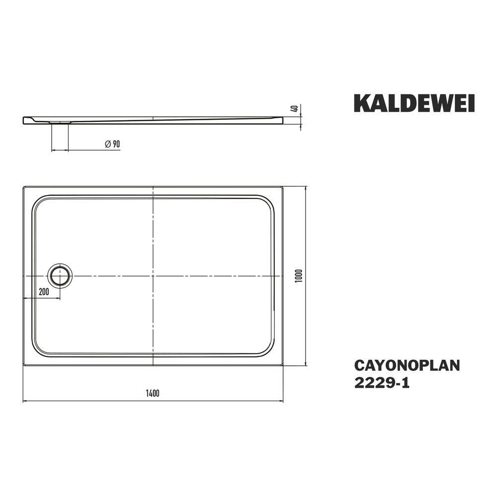 Kaldewei Duschwanne Cayonoplan Rechteckig 40/25x1400x1000mm d. 90mm Alpinweiß/Weiß, m. SP o. PEFF, Wannenträger-2