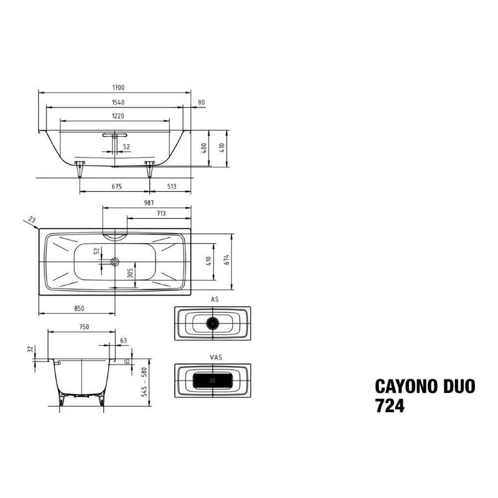 KALDEWEI Badewanne CAYONO DUO 724 1700x750x400,alpinweiß-1