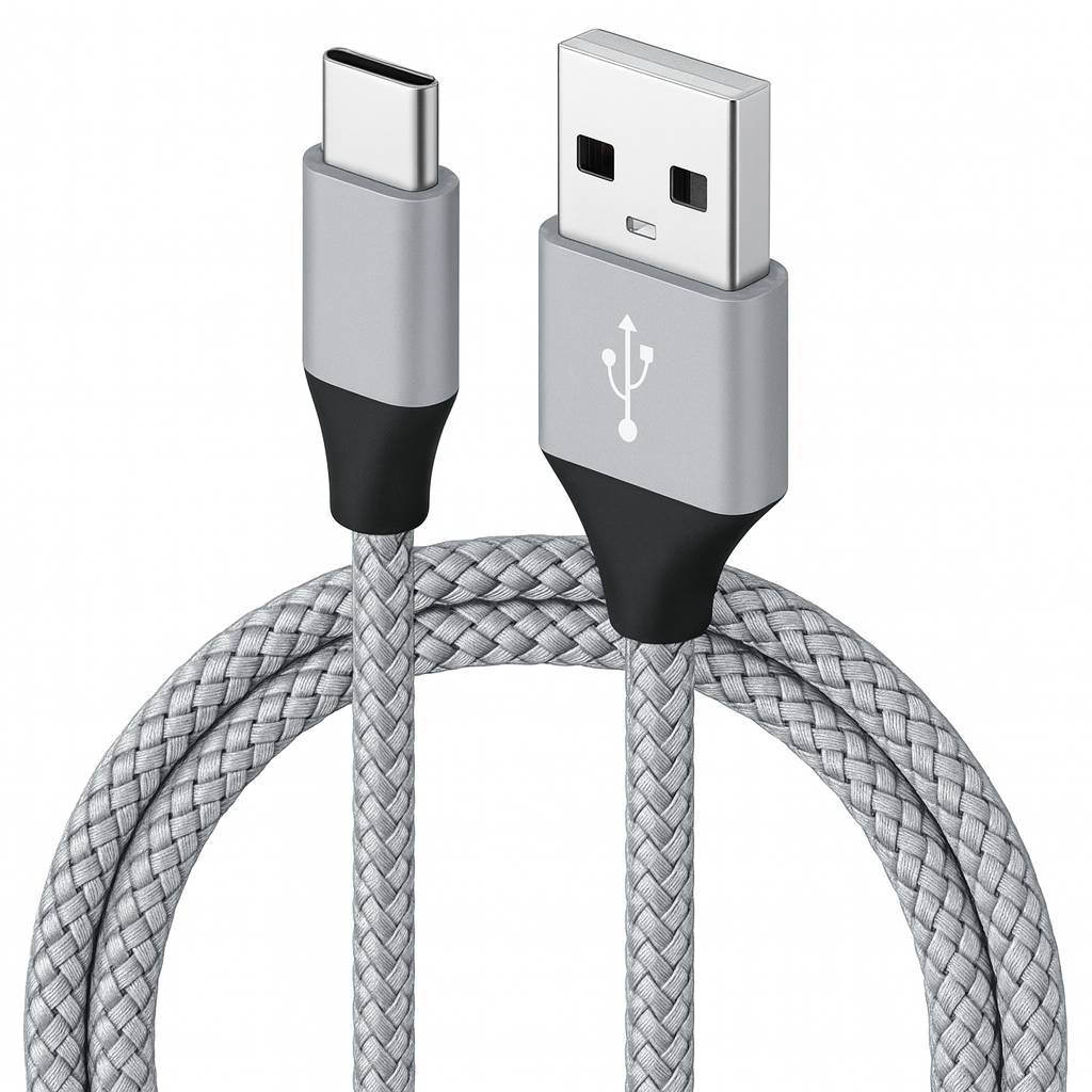 USB-A auf USB-C Nylon Schnellladekabel 2 m silber – Lade- & Datenkabel für iPhone 15/16/17, Samsung, Pixel, Xiaomi-0