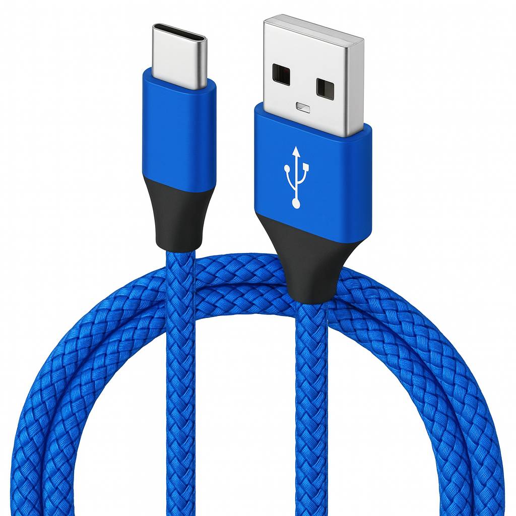 USB-A auf USB-C Nylon Schnellladekabel 1 m Blau – Lade- & Datenkabel für iPhone 15/16/17, Samsung, Pixel, Xiaomi-0