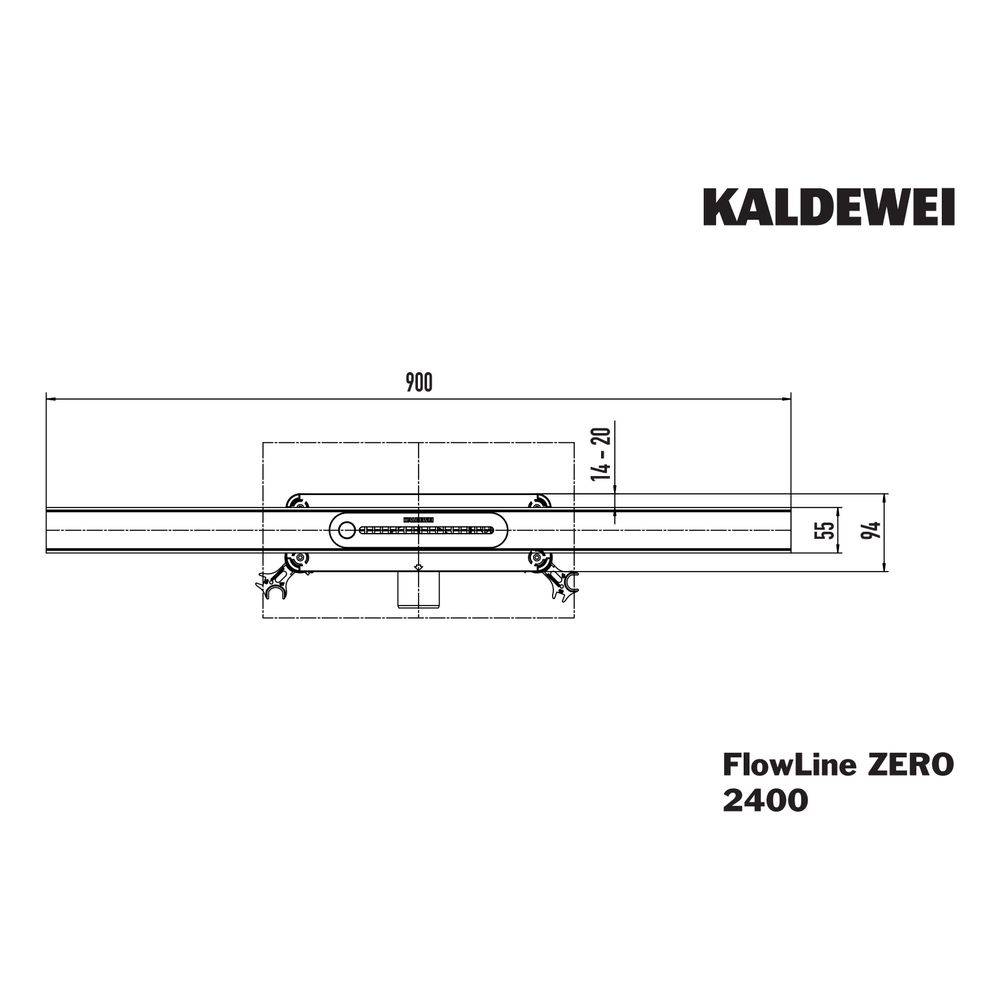 Kaldewei Duschablauf Flowline Zero 900x55mm, Mattschwarz 100-1