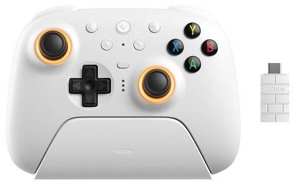 8BitDo Ultimate 2 Bluetooth Controller, Hall Effekt TMR-Sticks, Fire Ring, 2,4G, USB-C - Farbe: Weiß