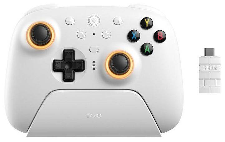 8BitDo Ultimate 2 Bluetooth Controller, Hall Effekt TMR-Sticks, Fire Ring, 2,4G, USB-C - Farbe: Weiß-0