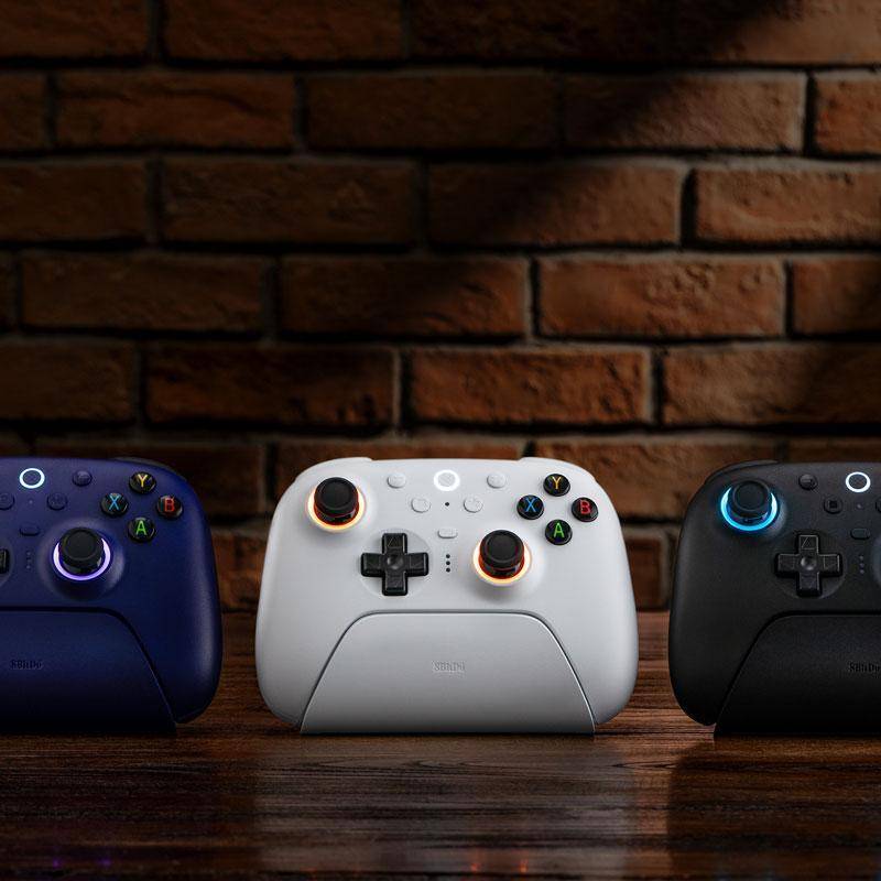 8BitDo Ultimate 2 Bluetooth Controller, Hall Effekt TMR-Sticks, Fire Ring, 2,4G, USB-C - Farbe: Weiß-1