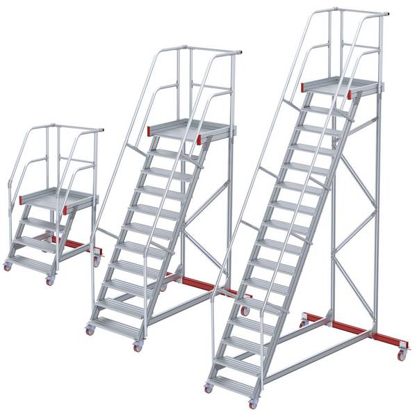 Euroline 513 Wartungsbühne 60° 1000mm Stufenbreite 8 Stufen Stahl Gitterrost