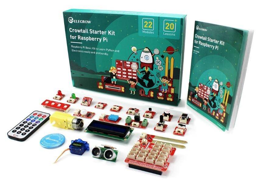 Elecrow Crowtail Starter Kit für Raspberry Pi, 22 Module, Plug & Play, ohne Raspberry Pi-0
