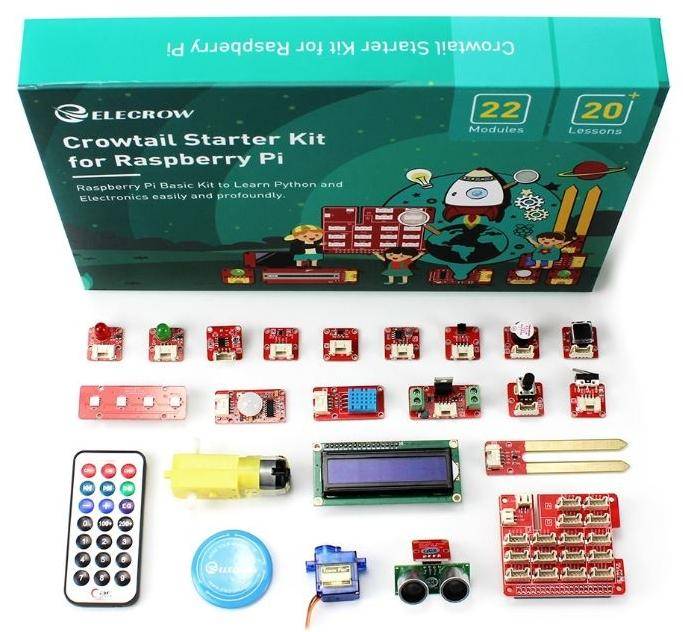 Elecrow Crowtail Starter Kit für Raspberry Pi, 22 Module, Plug & Play, ohne Raspberry Pi-2