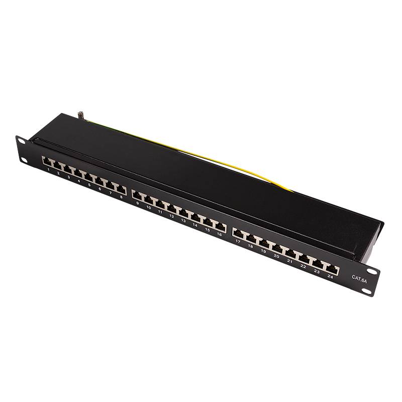 tsnetworks CAT 6A Patchpanel Verteilerfeld 24 Port, Desktop 19 Zoll Rackeinbau Servermontage RJ45 Geschirmt-1
