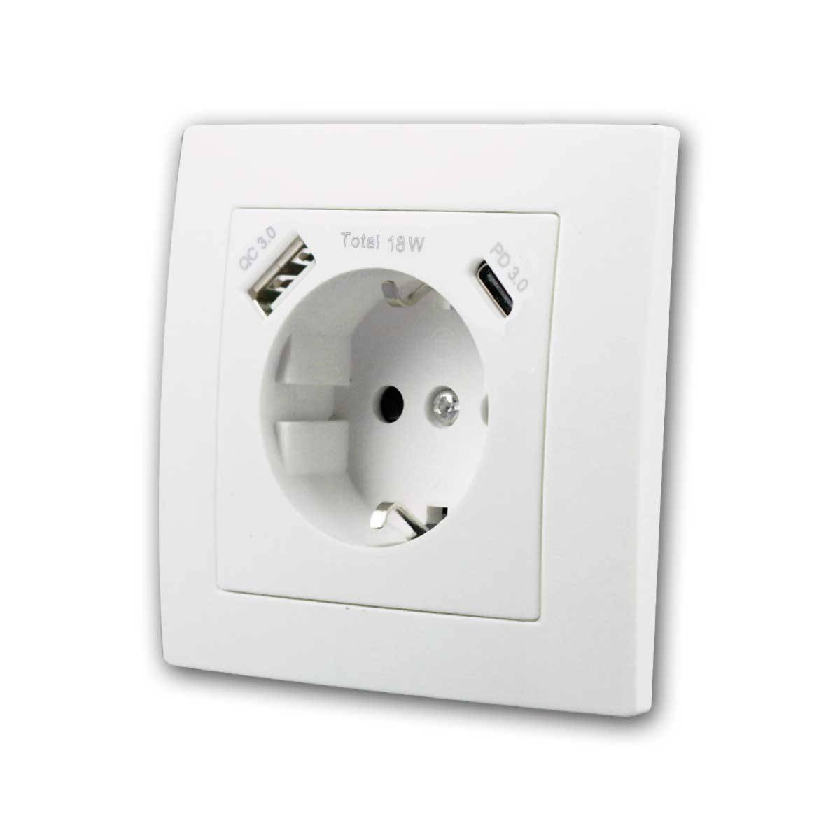 McPower - FLAIR Schuko-Steckdose weiß mit USB-C, m Rahmen-0