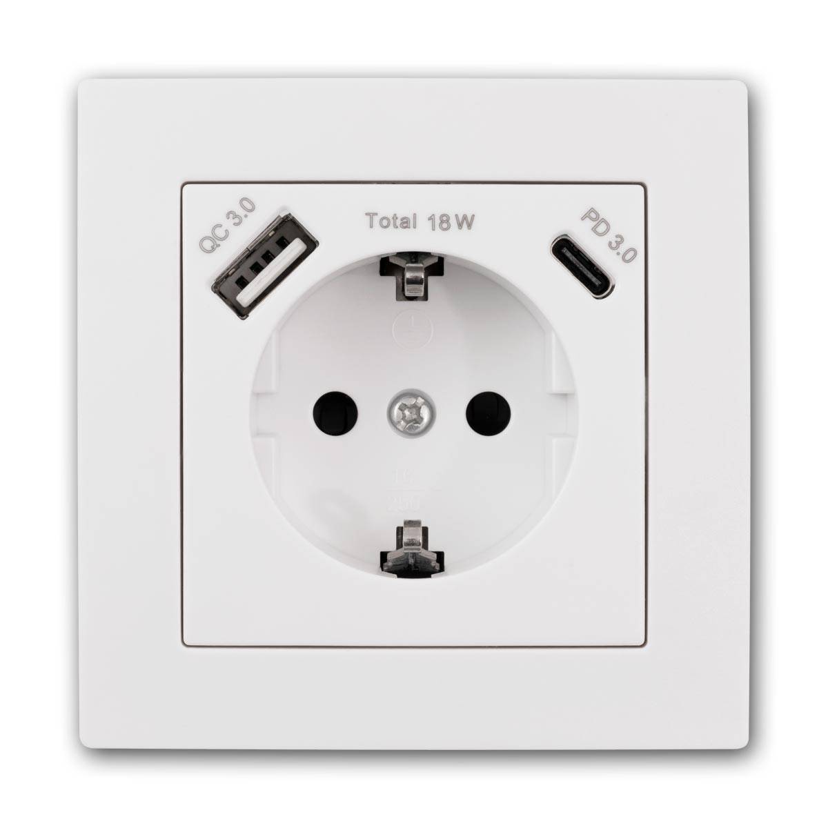McPower - FLAIR Schuko-Steckdose weiß mit USB-C, m Rahmen-1