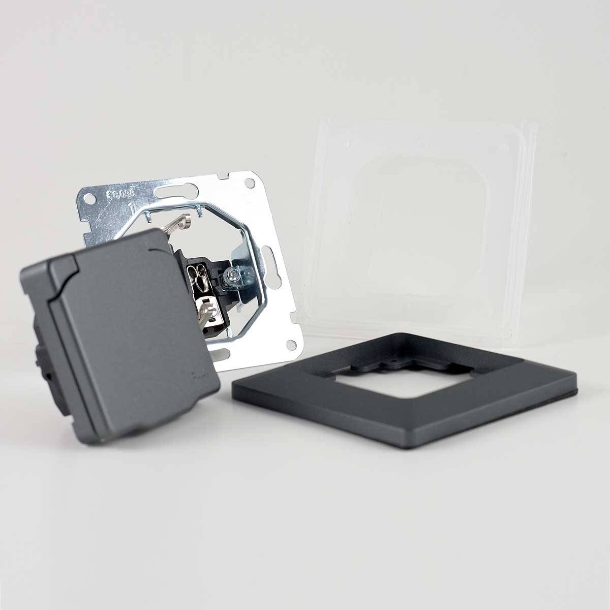 ChiliTec - MILOS Steckdose mit Deckel IP44 anthrazit mi Rahme-1