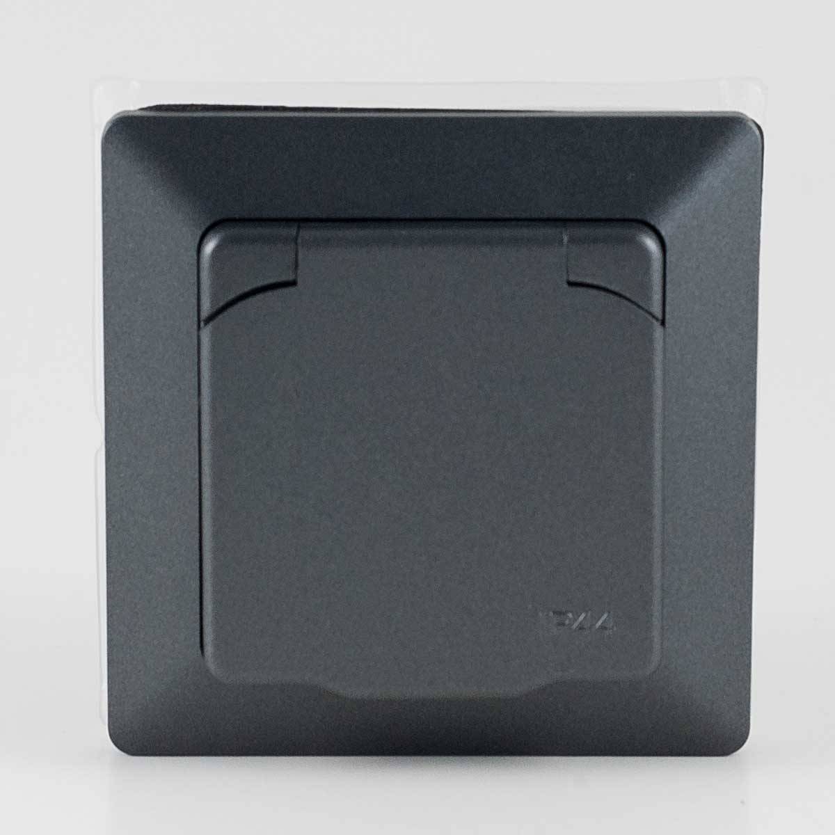ChiliTec - MILOS Steckdose mit Deckel IP44 anthrazit mi Rahme-2