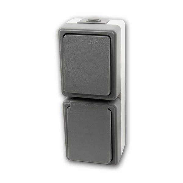 McPower - Feuchtraum Kombi-Dose "SECURE", 250V, IP44, verti