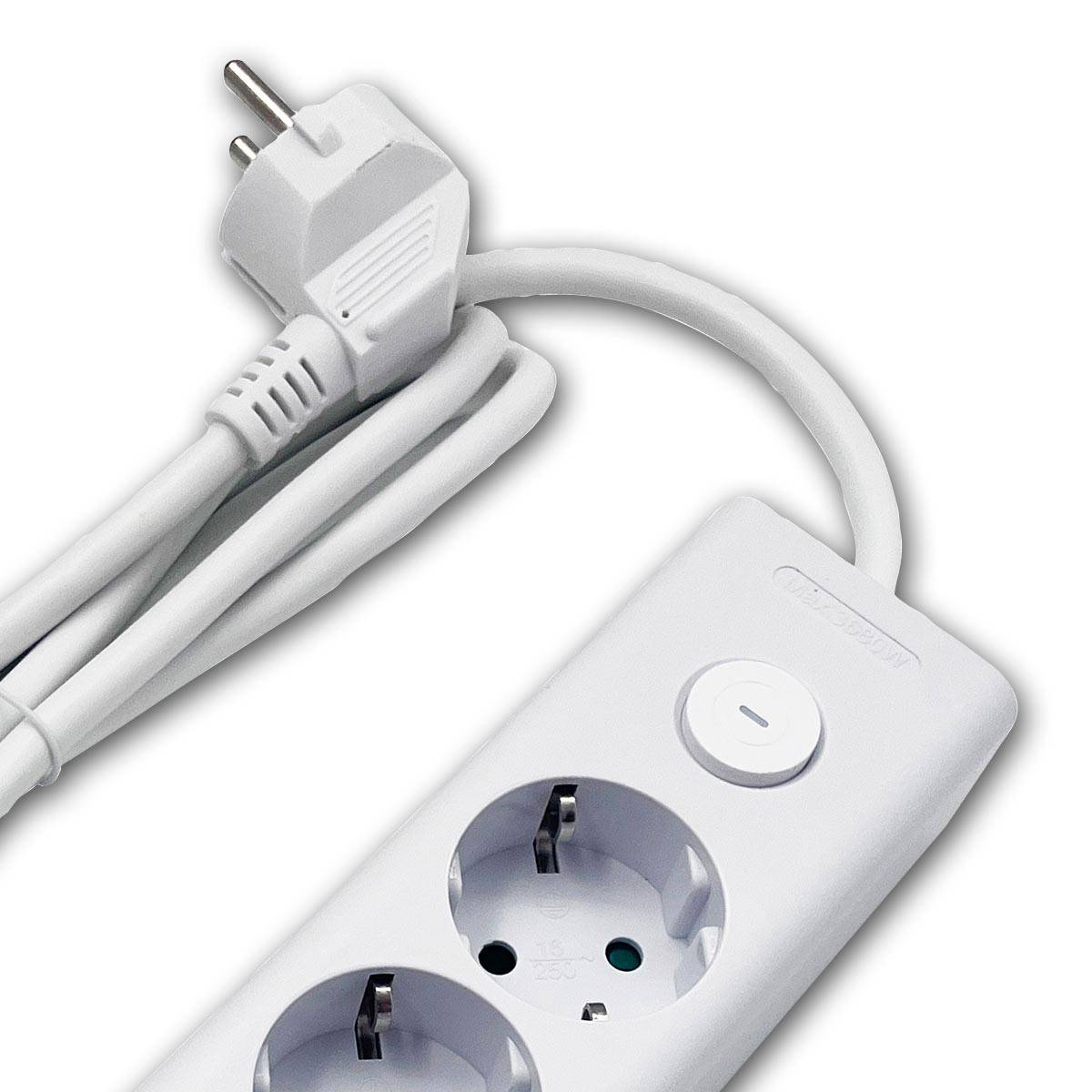 Steckdosenleiste mit Ladebuchsen für USB USB-A /USB-C,5-fach, weiß, 1,5m Kabel-2