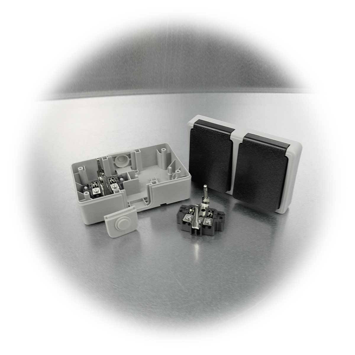 McPower - Feuchtraum Doppelsteckdose "Taff" 250V/16A IP44 hz-1