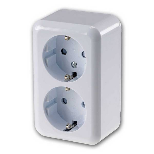ChiliTec - FASKO Doppel-Steckdose, AP, Weiß 250V~/ 16A