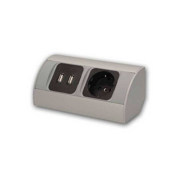 Orno - Aufbau-Steckdose 1-fach + 2x USB sw/si 230V/3680W