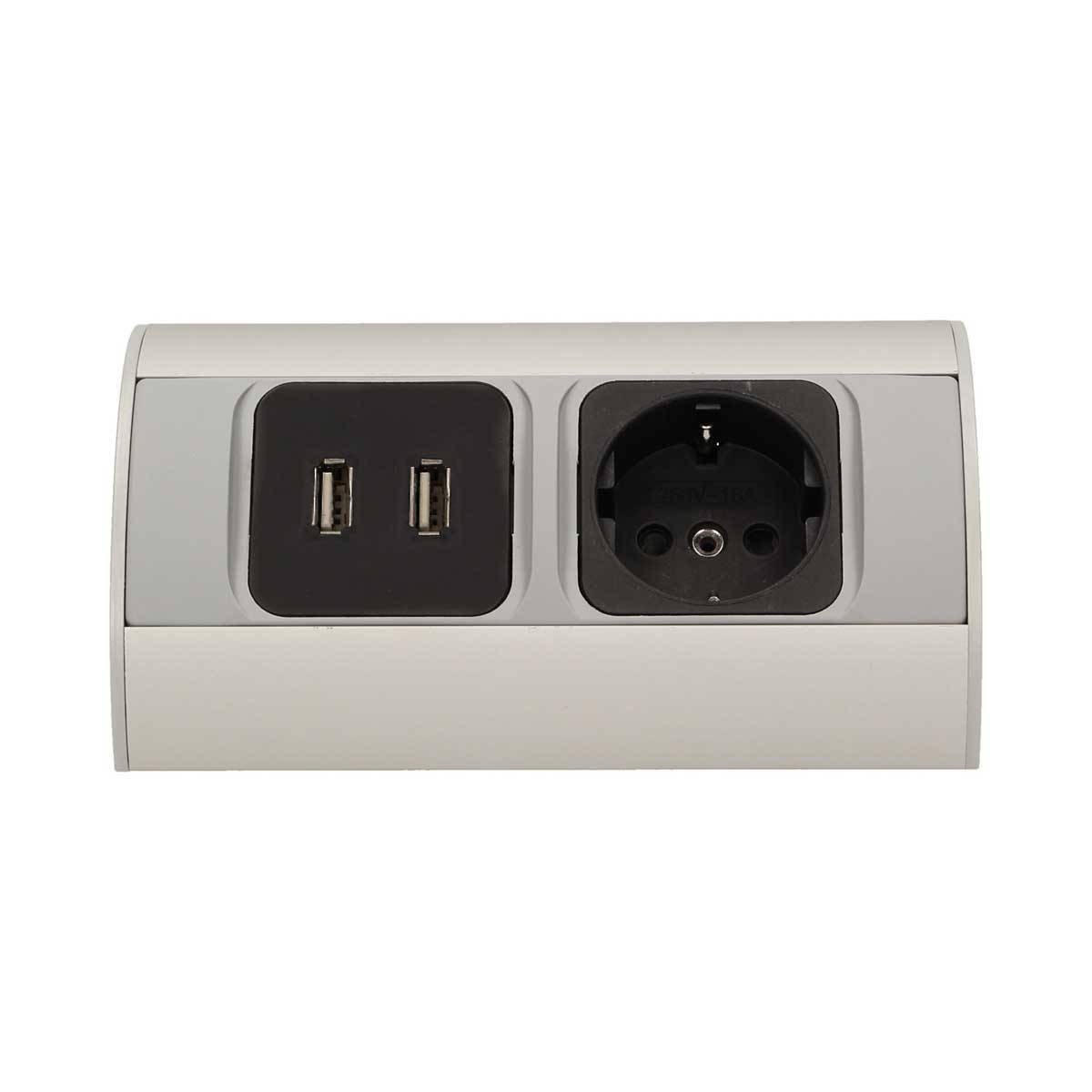 Orno - Aufbau-Steckdose 1-fach + 2x USB sw/si 230V/3680W-1