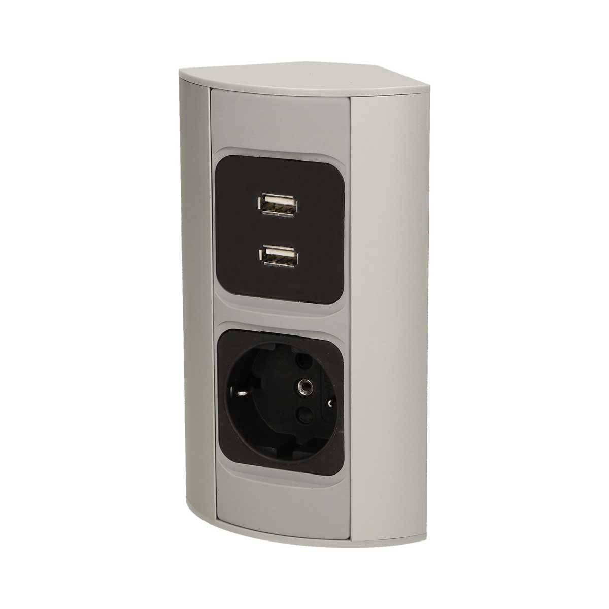 Orno - Aufbau-Steckdose 1-fach + 2x USB sw/si 230V/3680W-2