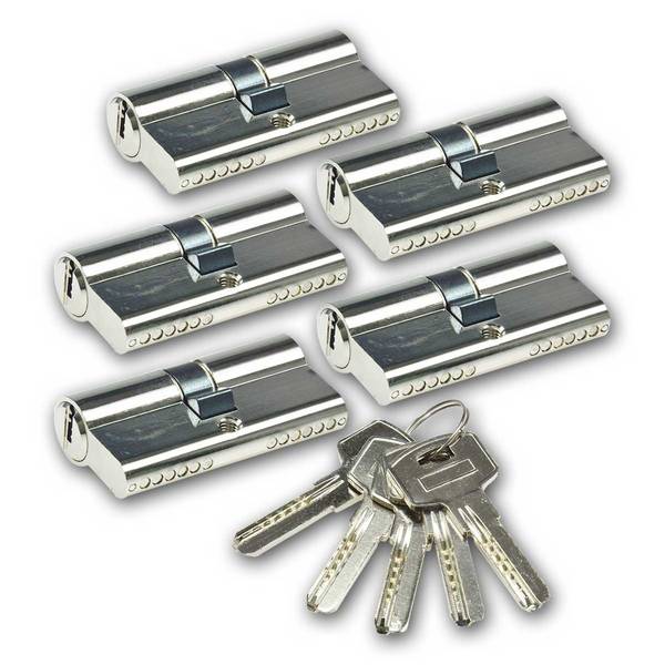 ChiliTec - Schließzylinder-Set 5x 60mm (30+30mm) 5 Schlüssel