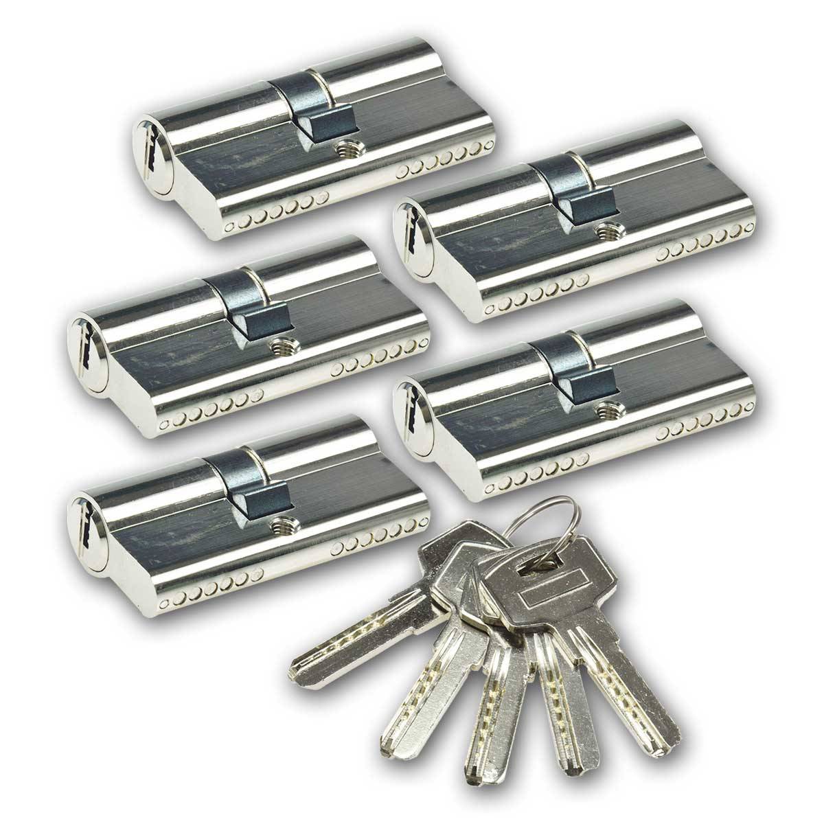 ChiliTec - Schließzylinder-Set 5x 60mm (30+30mm) 5 Schlüssel-0