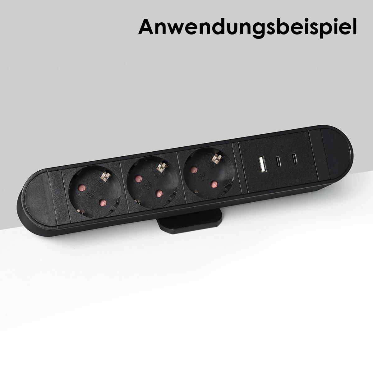 McPower SK-03AC Tischsteckdose, 3 Schutzkontakt-Steckdosen, 2x USB C PD, 1x USB A, 30 W, 240 V-3