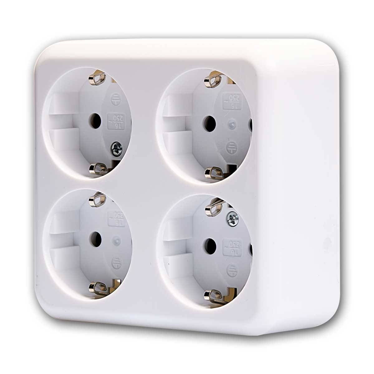 McPower - FINERY Steckdose 4-fach 250V~/16A weiß Aufputz-0