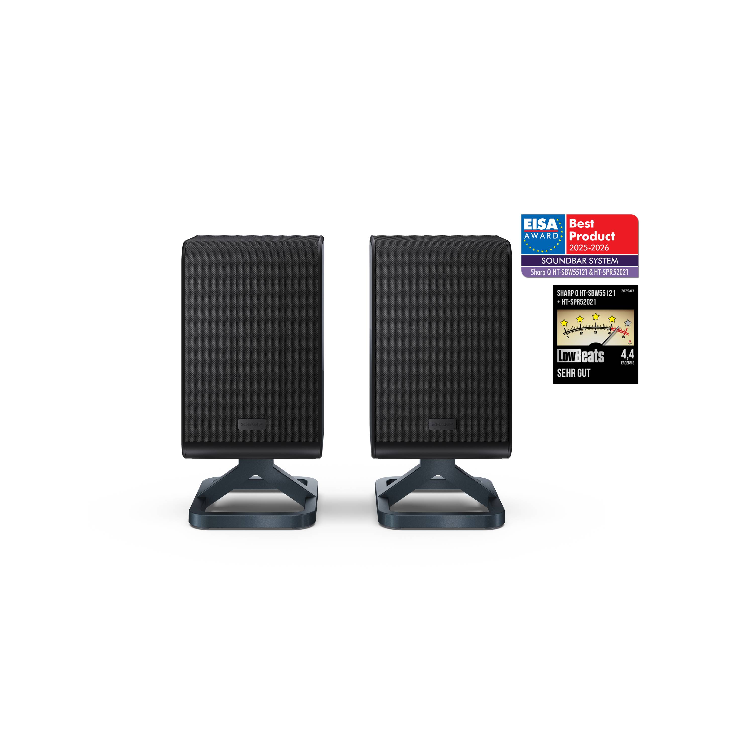Sharp HT-SPR52021 2.0.2 Dolby Atmos Rear-Lautsprecher kabellos 200 W, kompatibel mit HT-SBW53121 & HT-SBW55121-0