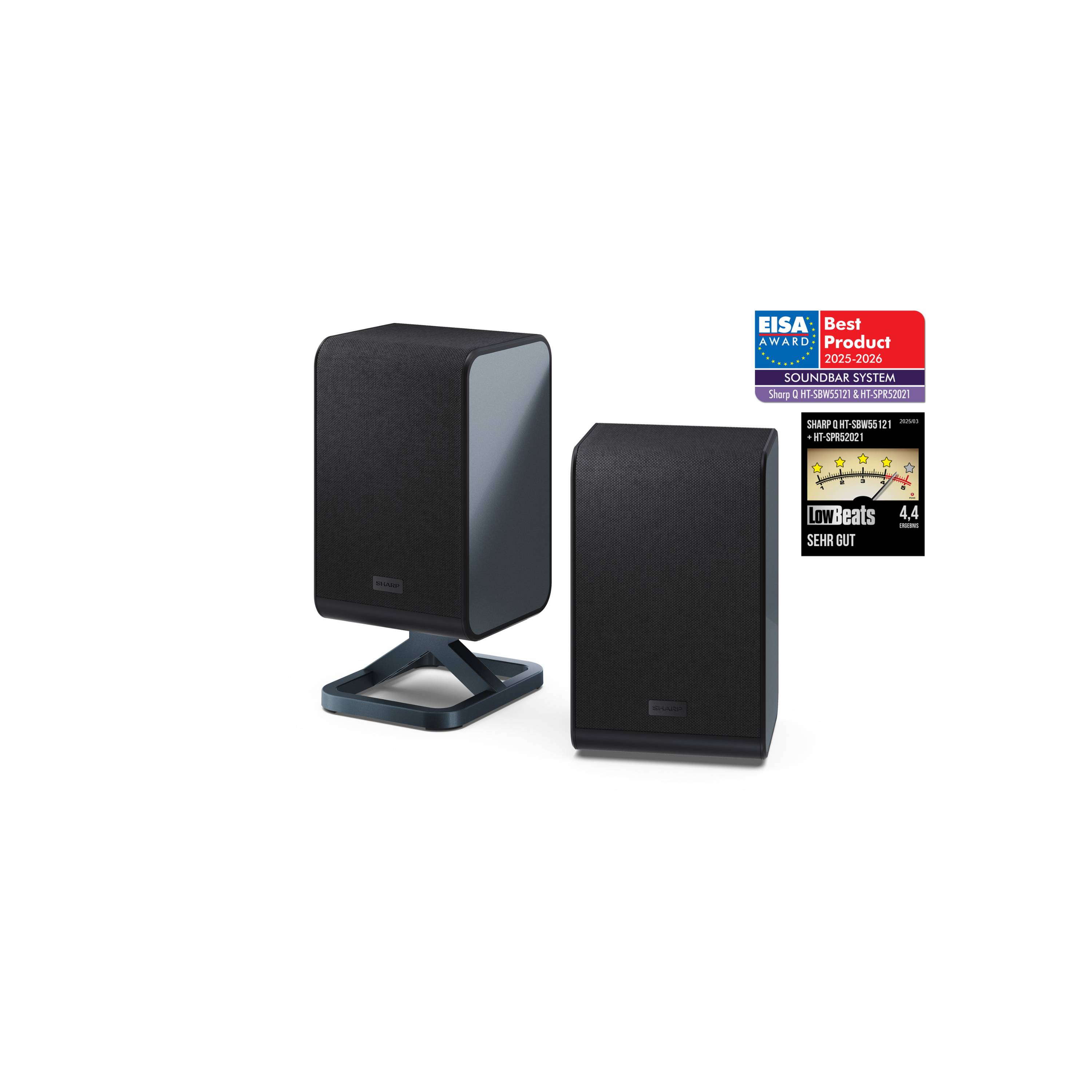 Sharp HT-SPR52021 2.0.2 Dolby Atmos Rear-Lautsprecher kabellos 200 W, kompatibel mit HT-SBW53121 & HT-SBW55121-1