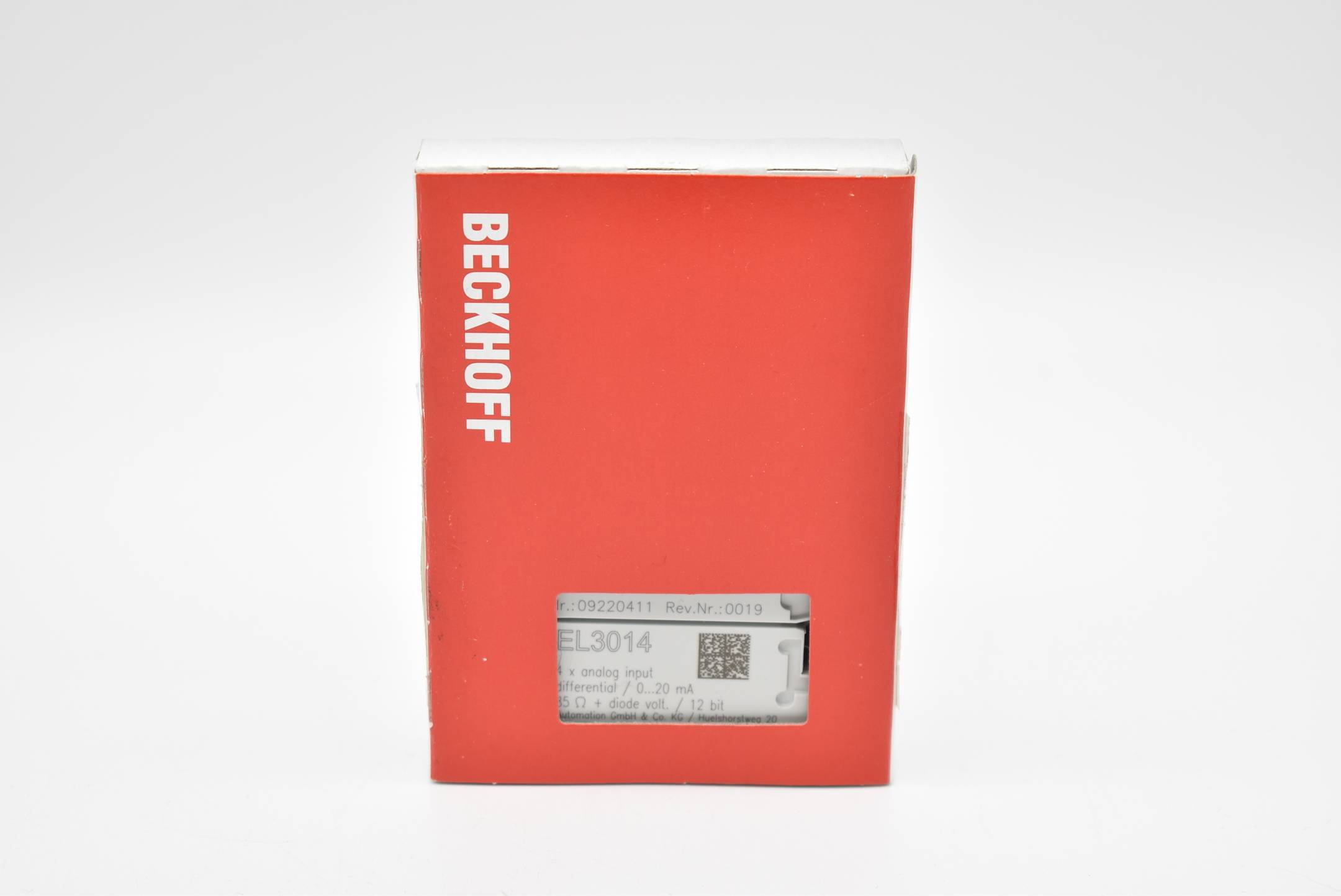 Beckhoff EL3014, EtherCAT-Klemme, 4-Kanal-Analog-Eingang, Strom, 0…20 mA, 12 Bit, differentiell