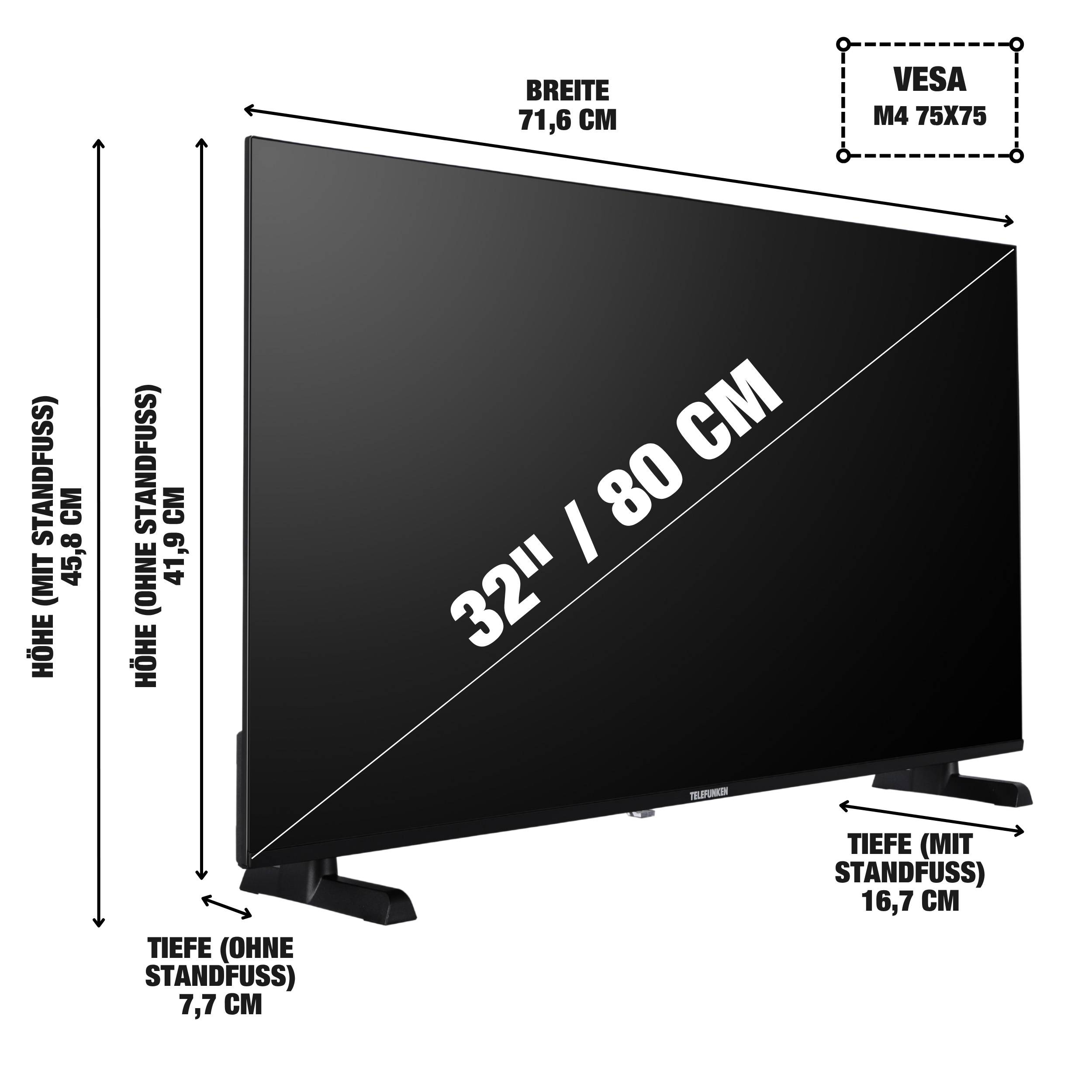 Telefunken XH32P900S Fernseher 32 Zoll LED TV mit HD-Auflösung und integriertem Triple-Tuner (2026)-1
