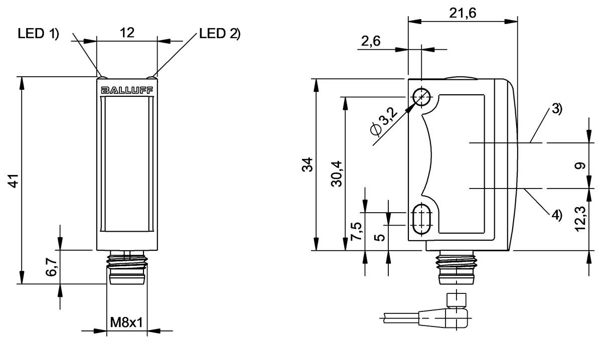 BALLUFF Optoelektronischer Sensor - BOS02FU, 1 St.-1