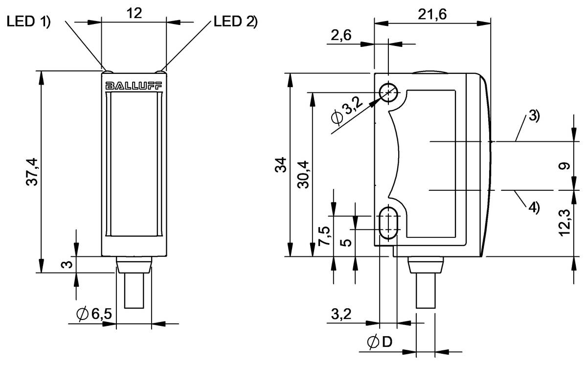 BALLUFF Optoelektronischer Sensor - BOS02FZ, 1 St.-1