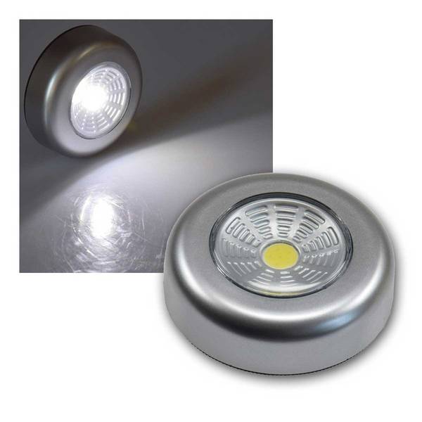 ChiliTec - 8 x LED Batterie Klebeleuchte silber "CTK1 COB" nw
