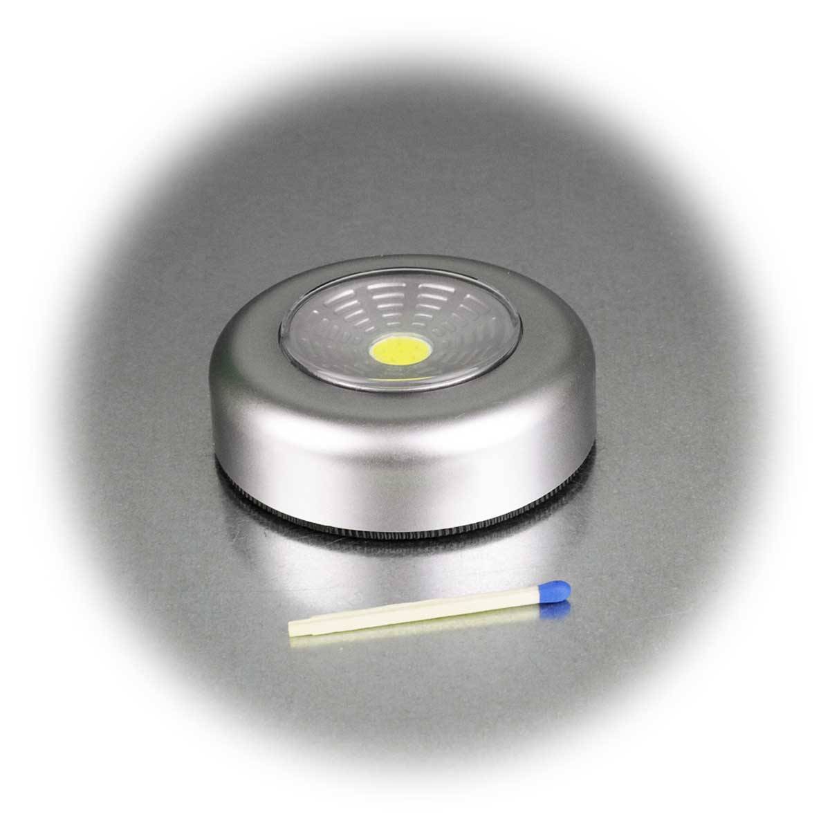 ChiliTec - 3 x LED Batterie Klebeleuchte silber "CTK1 COB" nw-2