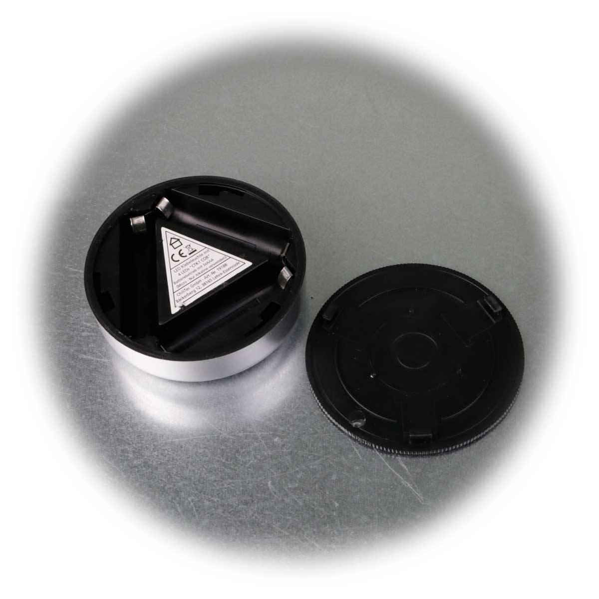 ChiliTec - 3 x LED Batterie Klebeleuchte silber "CTK1 COB" nw-4