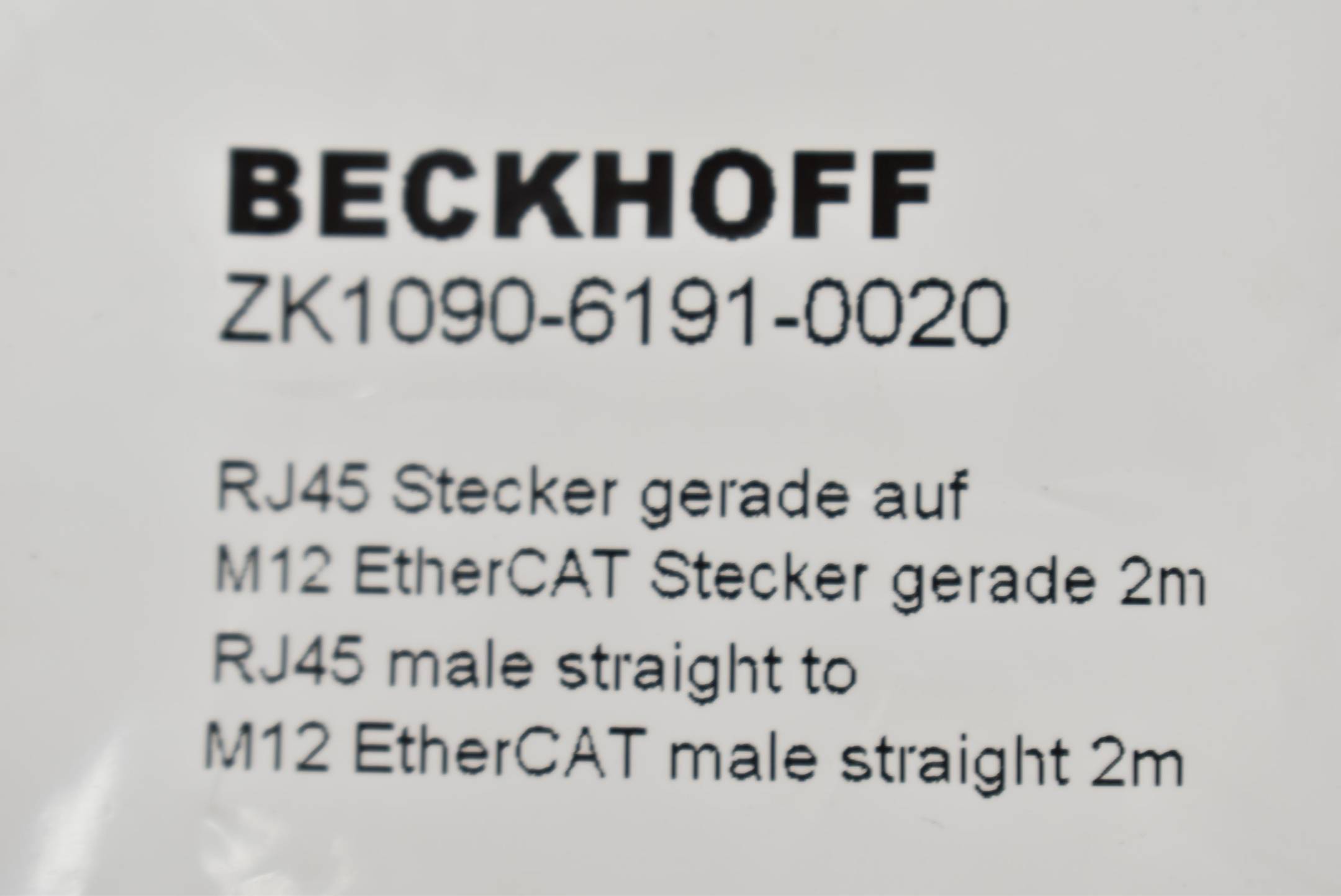 Beckhoff EtherCAT-Leitung PUR AWG 22 RJ45 Stecker 2 m ZK1090-6191-0020-2