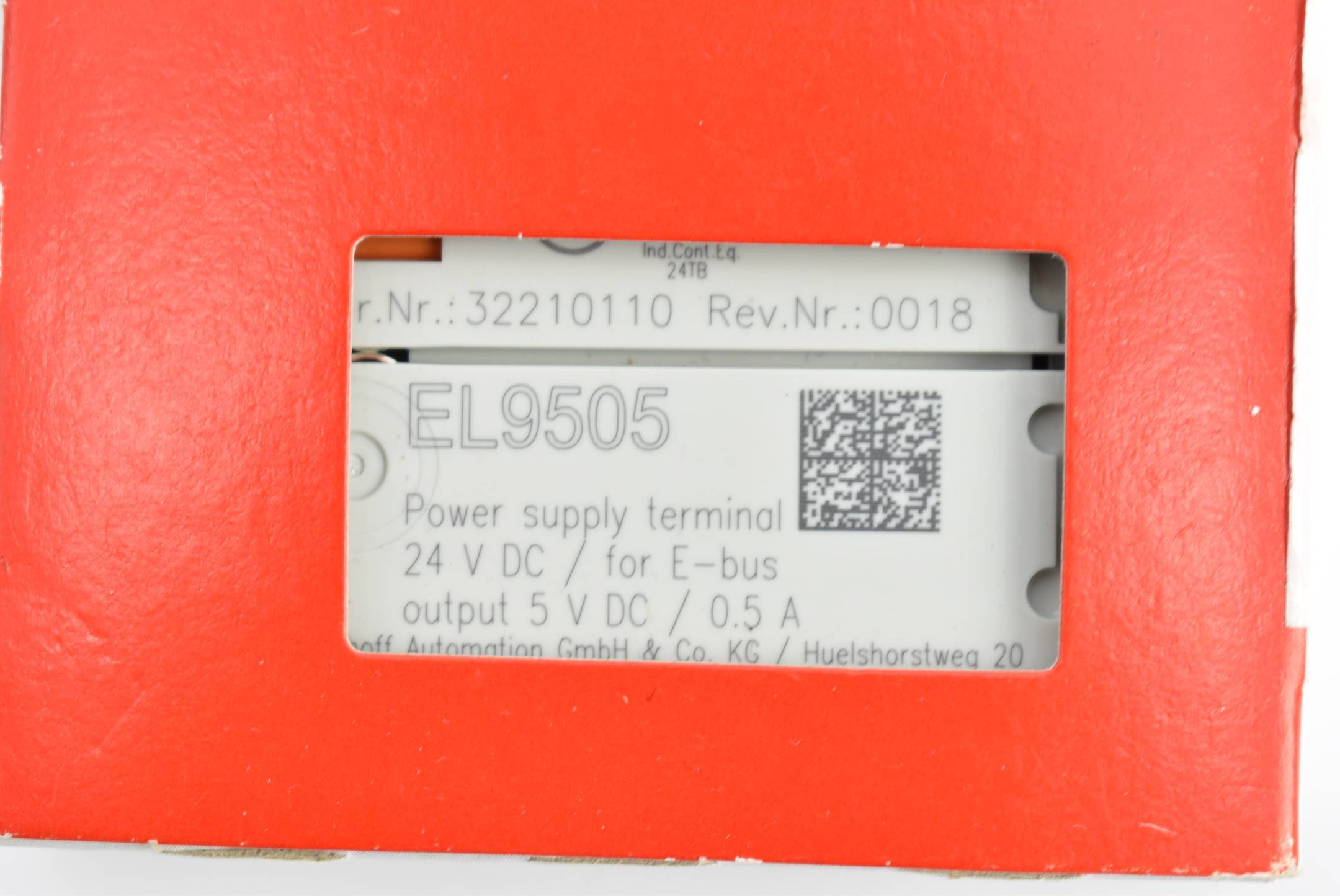 Beckhoff EL9505, EtherCAT-Klemme, Netzteil, 5V DC, 0,5A-1