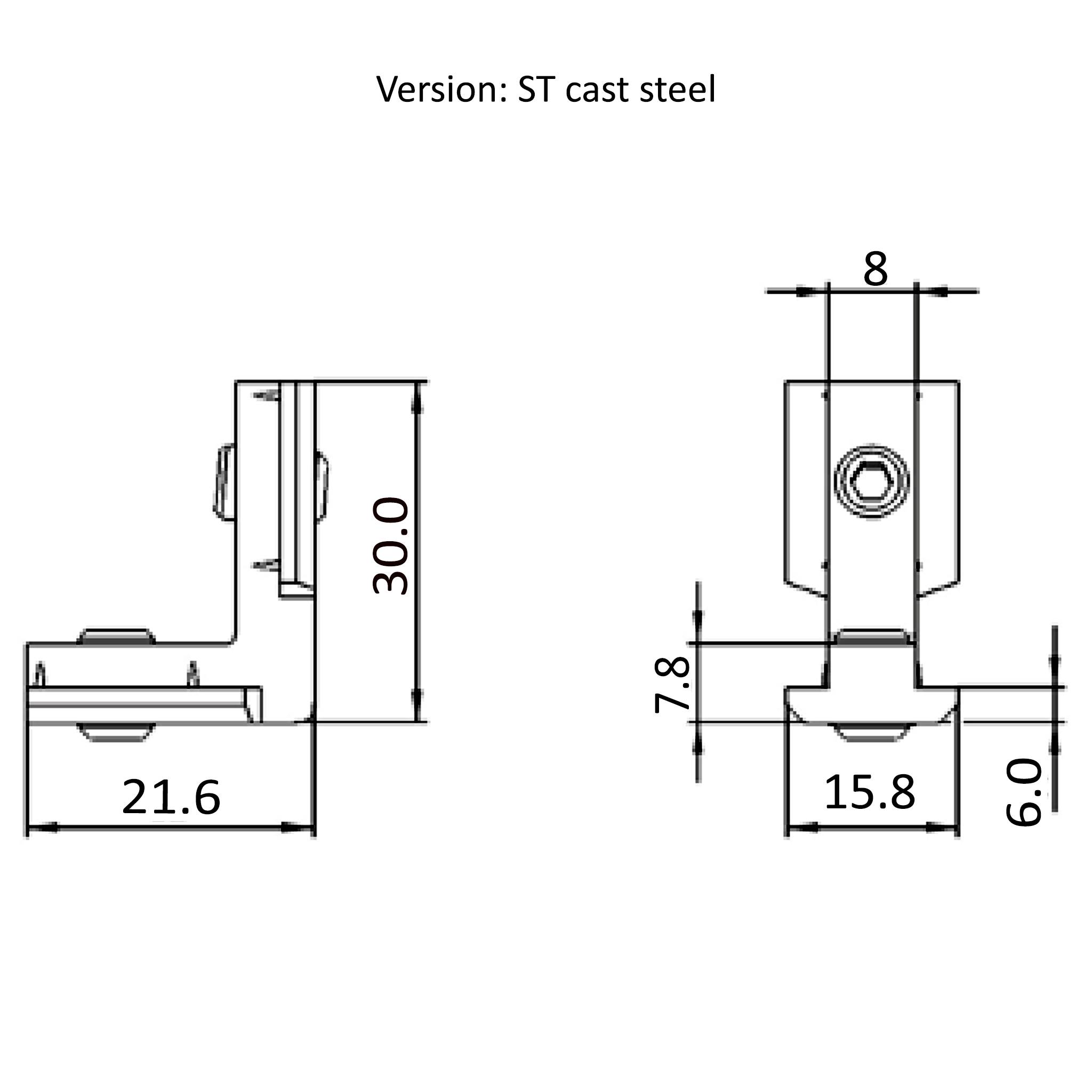 Winkel, Innenwinkel, 21,6x21,6x15,8, Stahlguß, verzinkt-2