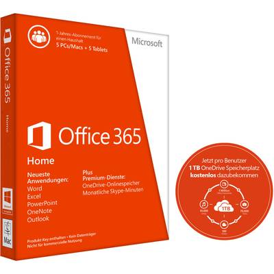 Microsoft Office 365 Home Vollversion, 5 Lizenzen  Office-Paket