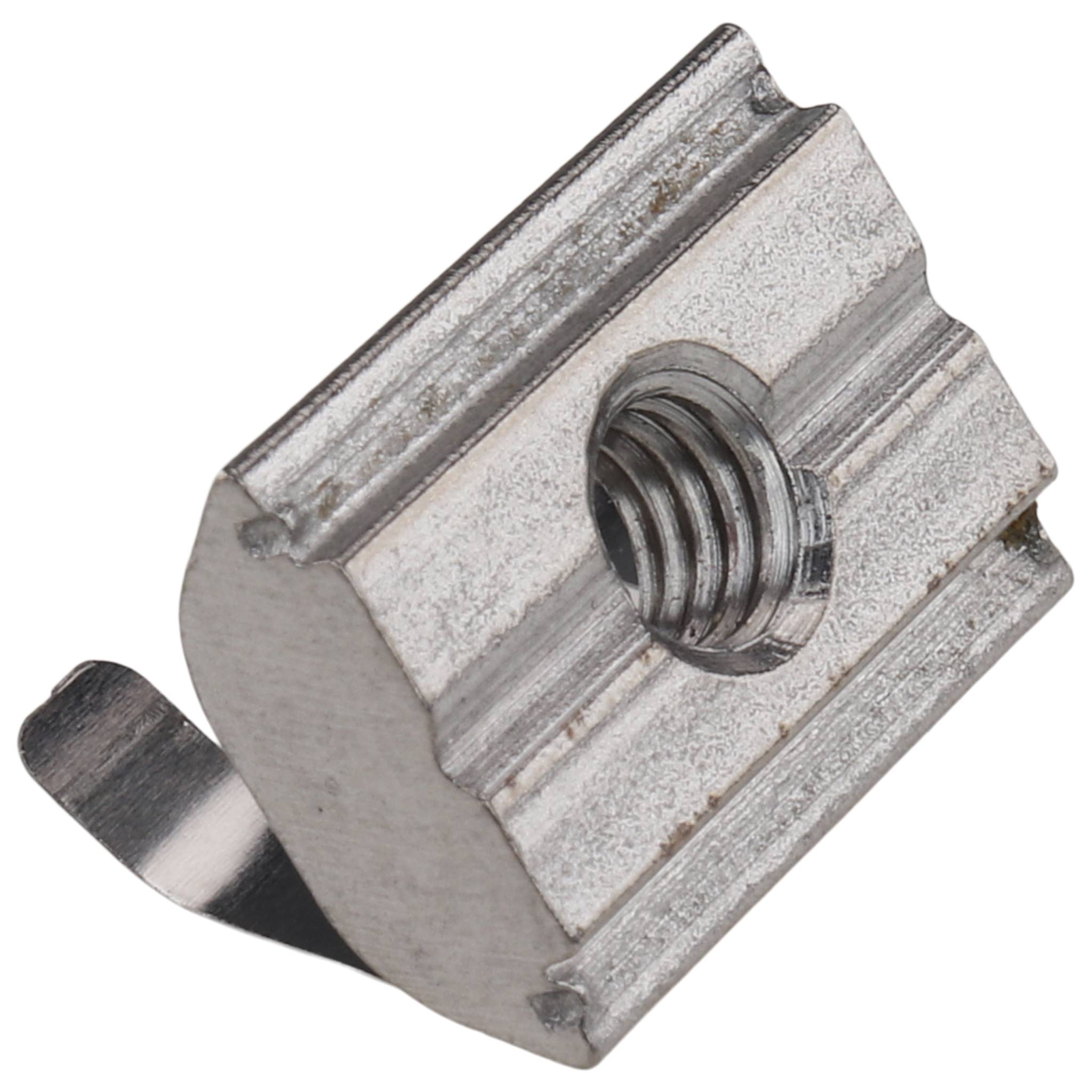 Nutenstein M5, Nut 8, Typ B, mit Steg und Federblech, Edelstahl, blank-1